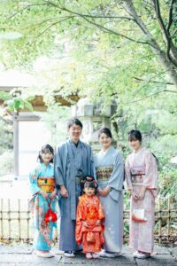 三歳七五三着物家族写真