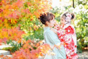 七五三親子写真紅葉